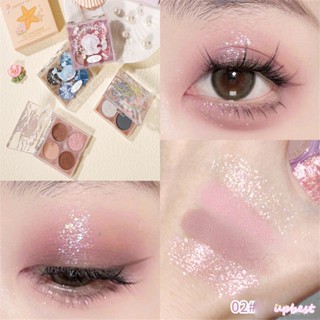 ♕Xixi พาเลทอายแชโดว์4สี Flash Powder Pearlescent Matte Glitter Pigments Waterproof Long Lasting Eyeshadow Eye Cosmetic 6 Styles Upbest