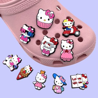 การ์ตูนรถ Hello Kitty Jibbitz สําหรับ Crocs ไอศกรีม Jibits Charm ยูนิคอร์นเค้ก Jibitz Crocks รองเท้าเด็ก อะนิเมะ ที่เสียบรองเท้า ตกแต่งหมุด