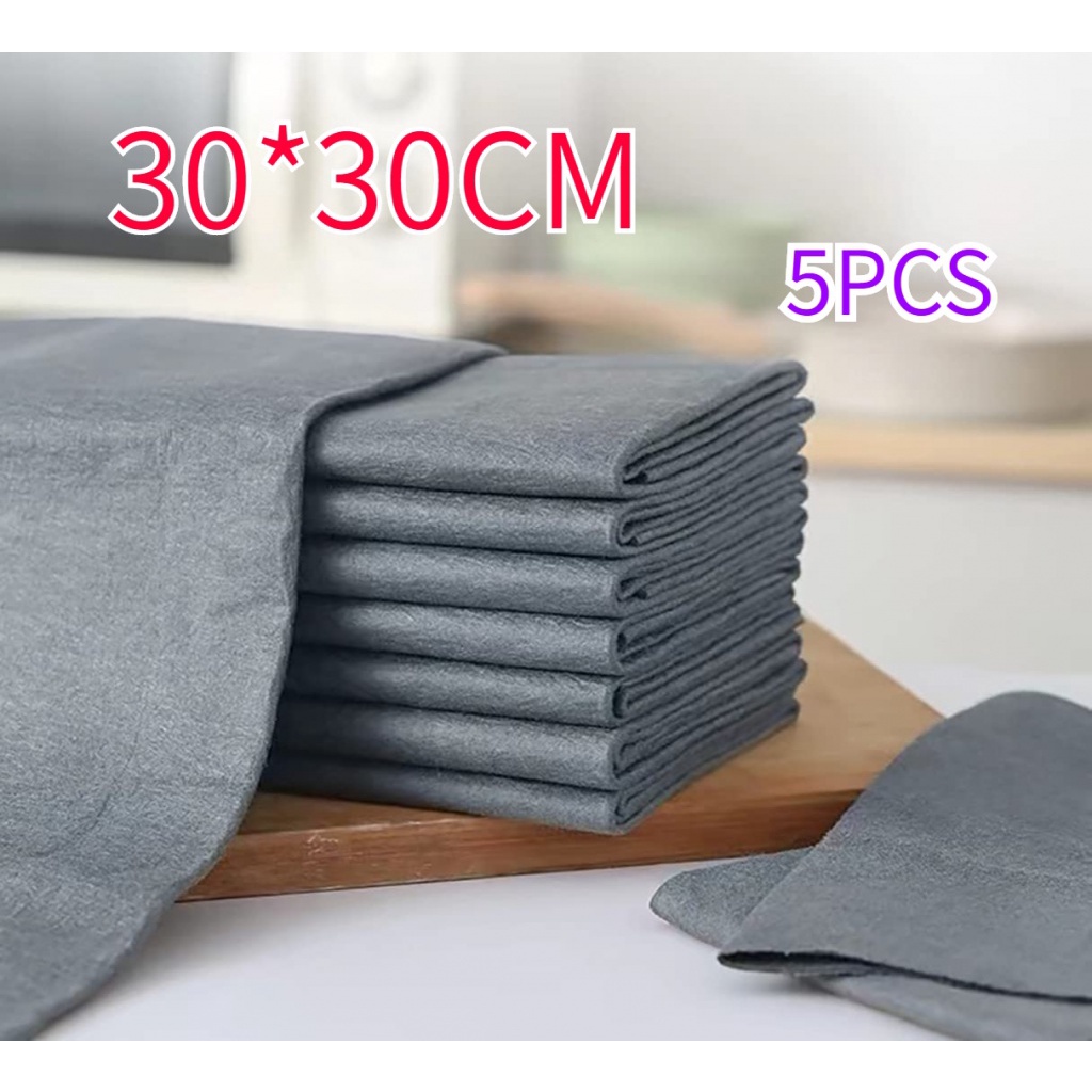 ผ้าเช็ดทําความสะอาดกระจก แบบหนา 30*30 ซม. (11.8 นิ้ว x 11.8 นิ้ว W) 1/5 ชิ้น