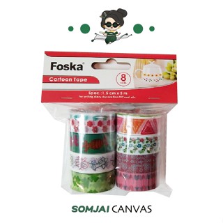 Foska (ฟอสก้า) Washi Tape สก๊อตเทปลายการ์ตูน คละแบบ รุ่น CT2002