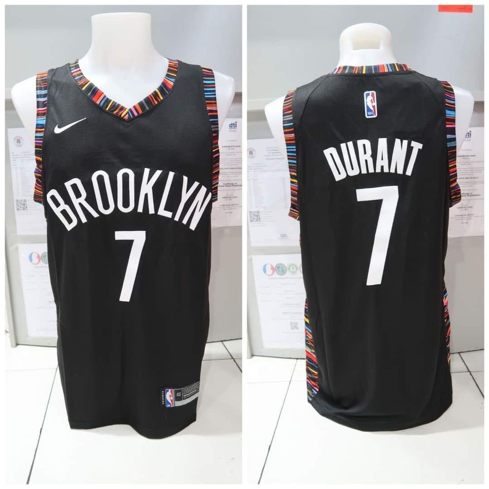 เสื้อกีฬาบาสเก็ตบอล ลาย NBA Brooklyn Nets 7 Kevin Durant สีดํา