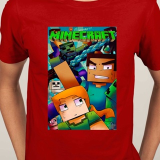 เกม Minecraft เสื้อยืดคอกลมแขนสั้นผู้ชาย | เสื้อยืด ชุดลำลอง | เสื้อยืดเกมมิ่ง