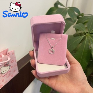เครื่องประดับ สร้อยคอ สายโซ่เงินสเตอร์ลิง จี้การ์ตูนอนิเมะ Sanrio Hellokitty BFF สําหรับคู่รัก