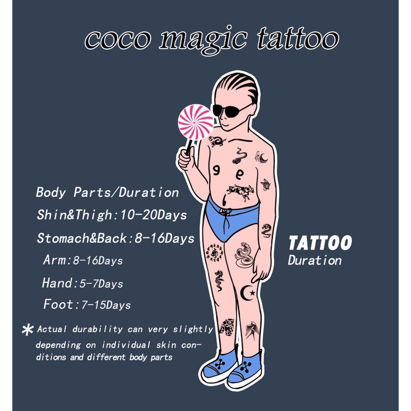 【COCO Magic tattoo】สติกเกอร์รอยสักชั่วคราว กึ่งถาวร กันน้ํา ติดทนนาน 15 วัน 18 ซม.*11 ซม. - รูปที่ 5