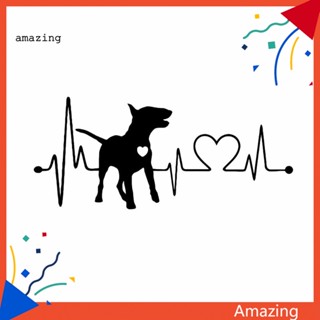 [AM] Bull Terrier Dog Electrocardiogram สติกเกอร์ สําหรับติดตกแต่งหน้าต่างรถยนต์