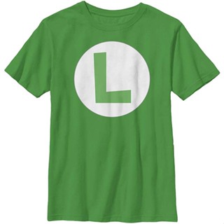 เสื้อยืดสีขาว100%cotton เสื้อยืดคอวีผู้ชาย Nintendo Boys Luigi Icon Graphic T-shirt men เสื้อ ยืด ผู้ชาย คอกลม โอเ_12