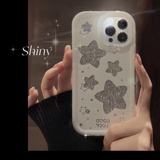 เคสโทรศัพท์มือถือ แบบใส ลายการ์ตูนดาว สีขาว ประดับกลิตเตอร์ สําหรับ iPhone 13 12 PROMAX XS 13 PROPHONE 14 78 PLUS 11