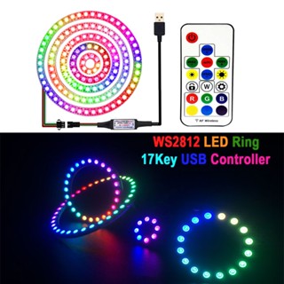 ชุดโมดูลควบคุมไฟ LED DC5V WS2812B 8 16 24 35 45Leds WS2812 RGB SMD5050 17 คีย์ USB