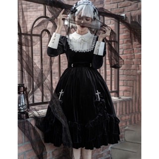 ☈✷Miaomiao s original design cross hymn Lolita dark line op dress อารมณ์หวาน