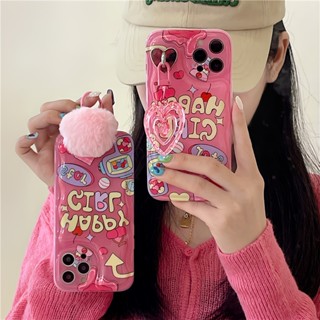 เคสโทรศัพท์มือถือ ลายหัวใจ สีชมพู สไตล์เกาหลี สําหรับ Apple iPhone 14 13ProMax 12 13 11 12ProMax 14Pro