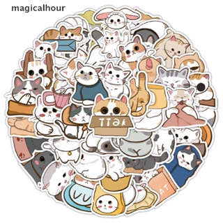 Magicalhour^^ สติกเกอร์ ลายการ์ตูนแมวน่ารัก สําหรับตกแต่งสมุดโน้ต โทรศัพท์ แล็ปท็อป กระเป๋าเดินทาง กีตาร์ DIY 60 ชิ้น