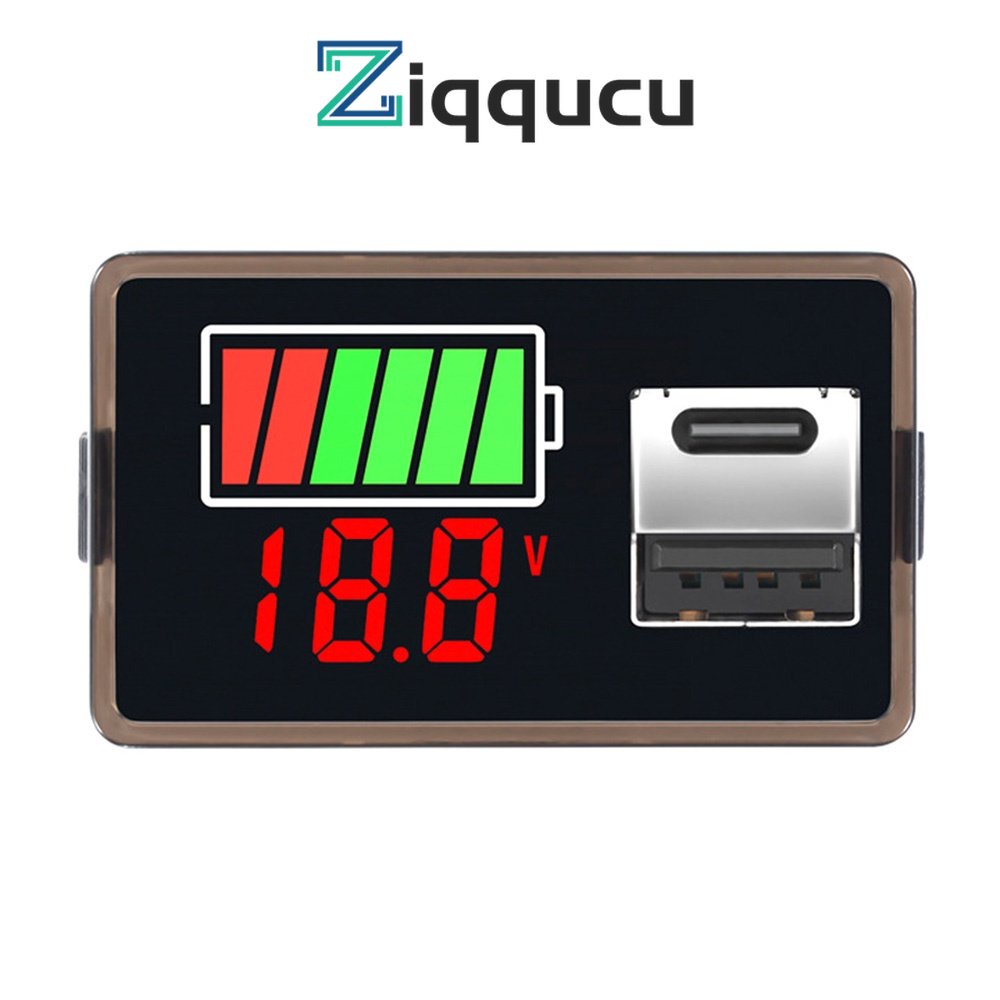 Ziqqucu DC8-30V โวลต์มิเตอร์ดิจิทัล เครื่องทดสอบแรงดันไฟฟ้า เกจวัดจอแสดงผล LED และ USB สําหรับแผงมอนิเตอร์แบตเตอรี่พลังงานแสงอาทิตย์