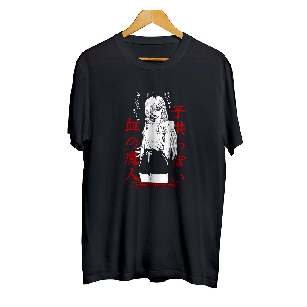 เสื้อผู้ชายเท่ เสื้อยืด พิมพ์ลายอนิเมะ Infinite POWER BLOOD FIEND - CHAINSAW MAN original Design  สํ