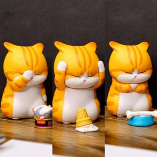 3 Bitter-Brain Cat Orange Cat Fantasy Made the Best Cat Handmade Toy Car Desktop Ornaments EWMi