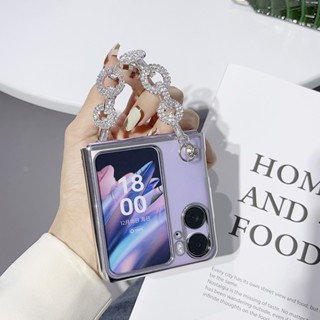 Findn2 เคสโทรศัพท์มือถือแบบใส ฝาพับ พร้อมสายโซ่คล้อง สําหรับ OPPO Find N2