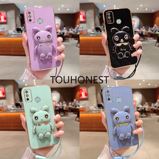 เคส Tecno Spark 5 Pro เคส Tecno Spark 7 Pro เคส Tecno Spark 8 Pro Case Tecno Spark 6 Go Case Tecno Spark 9T Case Tecno Pop 5 LTE Case New Cute Rabbit Bracket Mobile Phone Cover Case With Rope โทรศัพท์มือถือ ลายกระต่ายน่ารัก พร้อมสายคล้อง สําหรับ