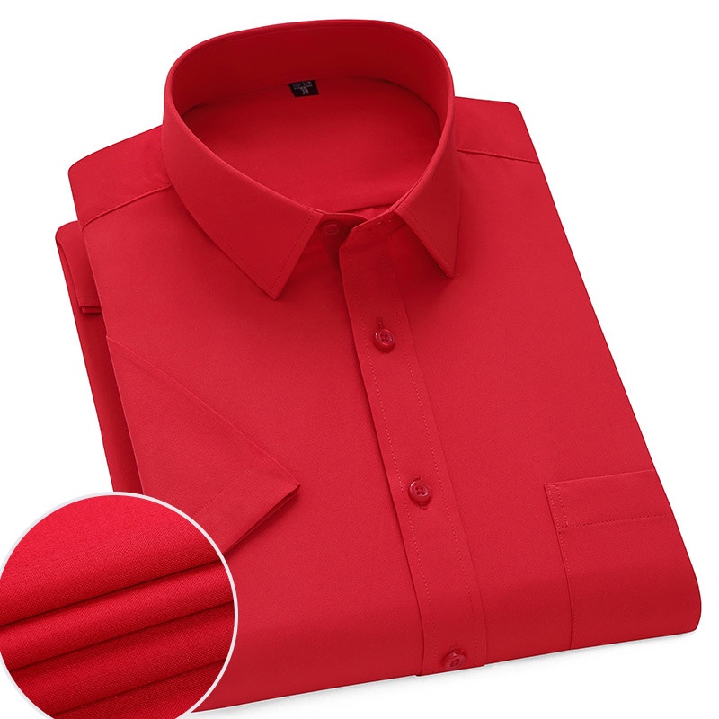 เสื้อเชิ้ตแขนสั้น เข้ารูป สีพื้น แฟชั่นฤดูร้อน สไตล์นักธุรกิจ สําหรับผู้ชาย