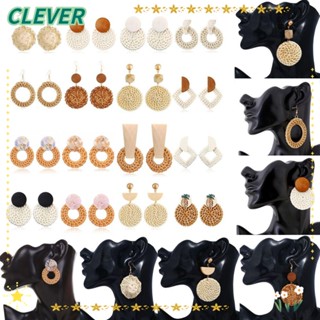 Clever ต่างหูไม้ไผ่ถักเปีย แฮนด์เมด สไตล์โบฮีเมียน หลายแบบ เครื่องประดับแฟชั่นสตรี