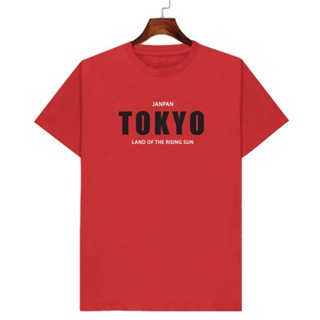 เสื้อยืดสีแดง เสื้อยืดผู้ชาย เสื้อเชิ้ตแขนสั้น เสื้อยืดคอกลมสีแดง TOKYO มีเก็บปลายทาง