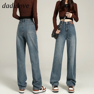 DaDulove💕 New Korean Version of Ins Washed Retro Jeans High Waist Loose Wide Leg Pants Womens Straight Pants