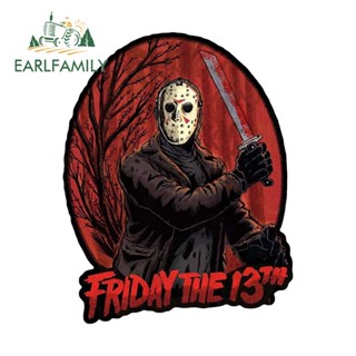 Earlfamily สติกเกอร์ไวนิล ลายภาพยนตร์สยองขวัญ Friday The 13th Jason 13 ซม. x 10.3 ซม. กันรอยขีดข่วน สําหรับติดตกแต่งรถยนต์ รถจักรยานยนต์