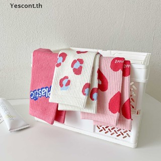 Yescont ใหม่ ถุงเท้าลําลอง ผ้าฝ้าย ลายหัวใจ สตรอเบอร์รี่ ผลไม้น่ารัก สีชมพู สําหรับผู้หญิง TH