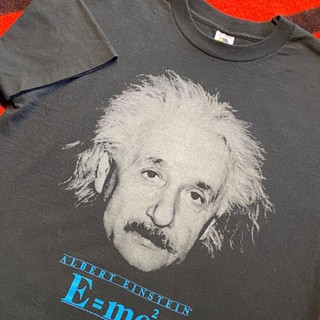 เสื้อยืดแขนสั้น เปิดไหล่ ทรงหลวม ลาย Einstein Portrait สไตล์สตรีท สําหรับผู้ชาย และผู้หญิง