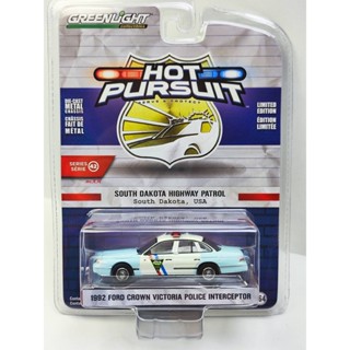 พร้อมส่ง ไฟสีเขียว 1: 64 1992 Ford Crown Victoria Intercept Police Car-South Dakota State Highway Patrol