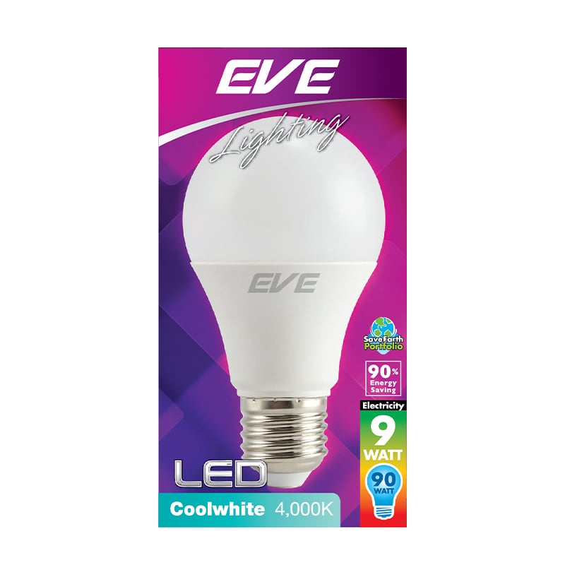 หลอดไฟ LED 9 วัตต์ Cool White EVE LIGHTING รุ่น A60 E27