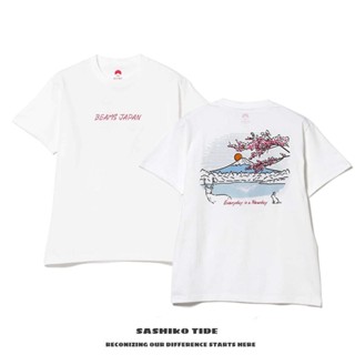 23ss BEAMSJAPAN เสื้อยืดแขนสั้น พิมพ์ลาย Dont Note Mount Fuji Cherry Blossom สไตล์ญี่ปุ่น สําหรับผู้ชาย ผู้หญิง