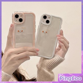 PingCoo - Case For iPhone 14 13 12 11 Plus Pro Max XR TPU Soft Clear Jelly Airbag Case Minimalist Blue Pink Smiley Camera Protection Shockproof Back Cover