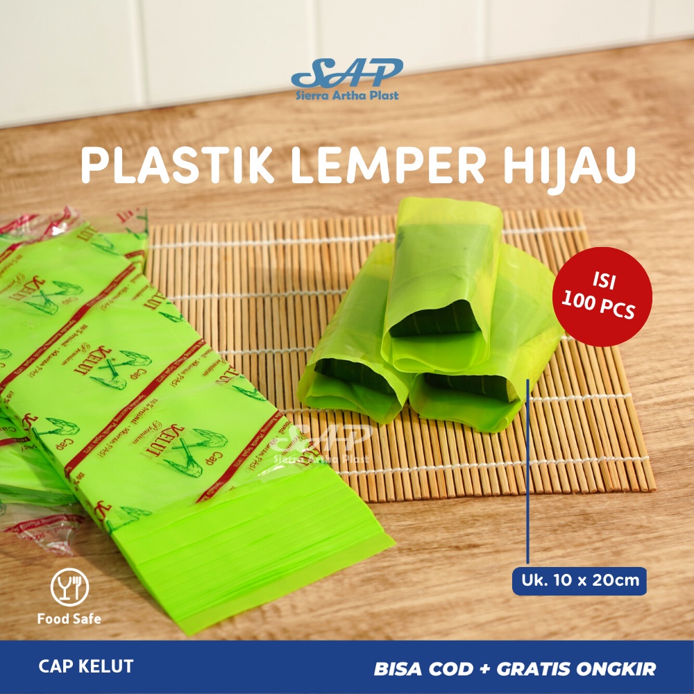 HIJAU CAP KELUT Lemper Plastic / Lemper Wrap Plastic / Green Lemper Wrap ขนาด 10x20 บรรจุ 100 แผ่น