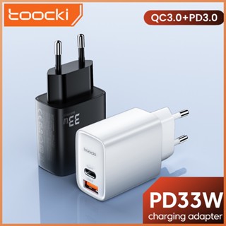 Toocki 33W PD เครื่องชาร์จ ยูเอสบี ประเภท C พอร์ตคู่ อะแดปเตอร์ปลั๊ก US แบบชาร์จเร็ว (FCP/SCP/AFC)