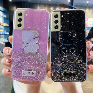 ใหม่ เคสโทรศัพท์มือถือ TPU นิ่ม แบบใส ลายการ์ตูนเฮลโลคิตตี้ ประดับเลื่อม วิบวับ สําหรับ Samsung Galaxy S23 S22 Ultra S23+ S22+ Plus A14 A04e 4G 5G 2023