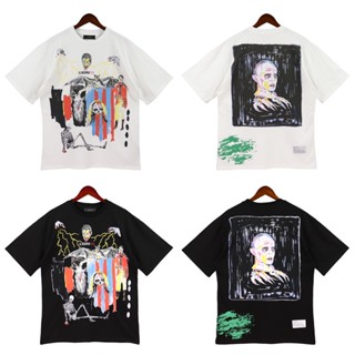 Amiri ใหม่ เสื้อยืดแขนสั้น พิมพ์ลายหัวกะโหลกแวมไพร์ FKGJTY สีหมึกกระเด็น 2023 Ghew