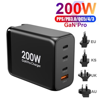 Ugoodbuy อะแดปเตอร์ชาร์จ USB C 200W 4 พอร์ต PD 100W 65W PD 3.0 PPS GaN II Type C สําหรับ MacBook iPhone Samsung