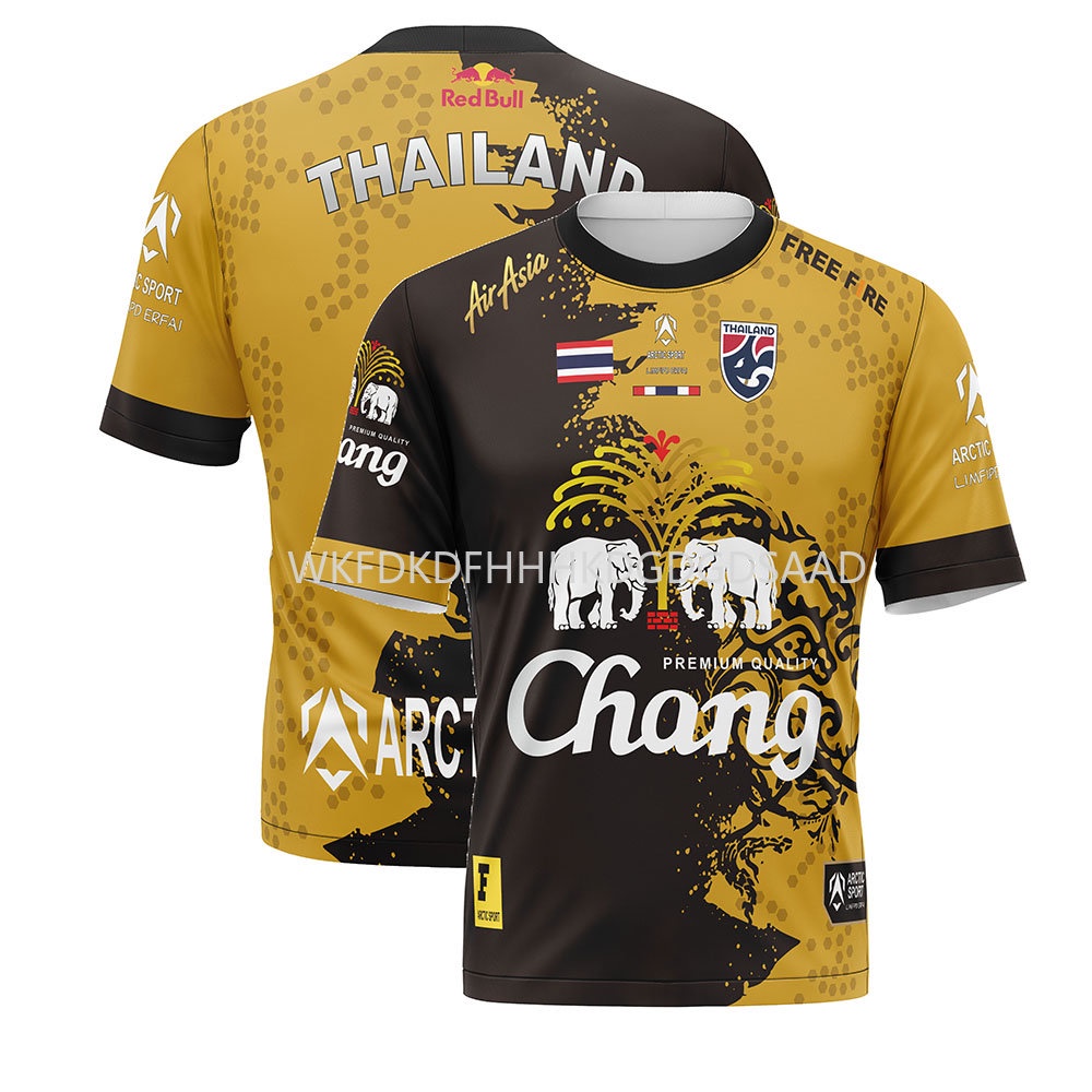 ใหม่ (พร้อมส่ง) เสื้อยืด พิมพ์ลาย THAILAND CHANG JERSEY 3D สีฟ้า