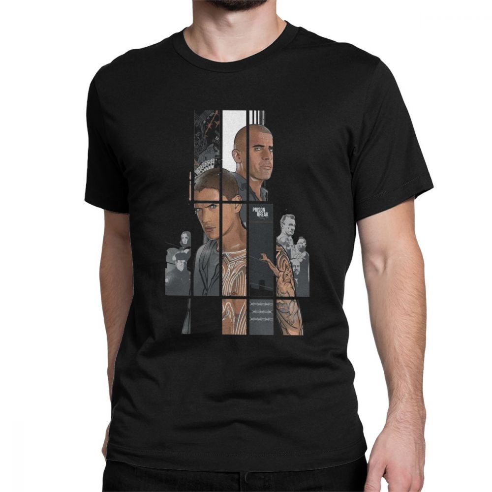 เสื้อยืดคอกลม แขนสั้น ผ้าฝ้าย 100% พิมพ์ลาย Prison Break Series สไตล์วินเทจ สําหรับผู้ชาย