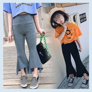 Girls pants New trumpet pants 2022 summer thin childrens cropped pants Korean casual pants elastic fishtail pants