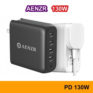 Aenzr Adapter 130W PD Fast Charge QC3.0 หัวชาร์จ 4 พอร์ตชาร์จ Type-C 4 พร้อมกันได้ Charger ชาร์จ USB-C USB C Type 100W