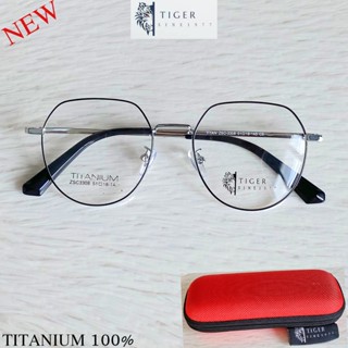 แว่นตา สำหรับตัดเลนส์ กรอบแว่นตา Fashion รุ่น TIGER 3308 สีดำตัดเงิน กรอบเต็ม ทรงสวย ขาข้อต่อ ไทเทเนียม