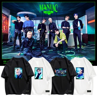 2022 ใหม่ KPOP Stray Kids ผ้าฝ้ายเสื้อยืด Maniac ทัวร์คอนเสิร์ตเดียวกันเสื้อแขนสั้นผู้ชายผู้หญิง Plus ขนาดหลวมครึ่ง_09