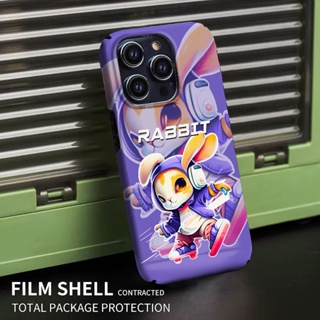 เคสโทรศัพท์มือถือแบบแข็ง ลายการ์ตูนกระต่าย สไตล์ฮิปฮอป สําหรับ iphone X Xs Xr Xsmax 11 11ProMax 12 12Pro 12ProMax 13 13Pro 13ProMax 14 14Pro 14Plus 14ProMax