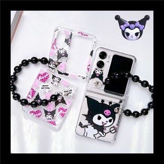 เคสโทรศัพท์มือถือ แบบแข็ง ป้องกันกระแทก พร้อมสายคล้องมือ สําหรับ Oppo Find N2 Flip Kuromi