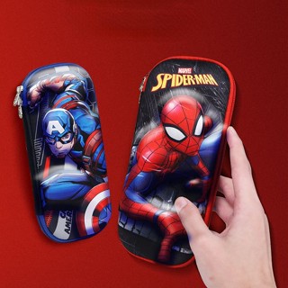 Marvel กล่องดินสอ มีซิป ลายซุปเปอร์ฮีโร่ กัปตันอเมริกา สไปเดอร์แมน 3D สําหรับเด็กผู้ชาย