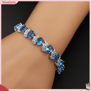 Blu สร้อยข้อมือ จี้ใบไม้ ประดับเพชรเทียม สีม่วง เครื่องประดับแฟชั่น สําหรับผู้หญิง