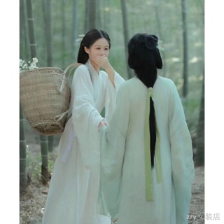 Double Hanfu ผู้หญิง Chao Xian สไตล์โบราณยาวถึงเอวตรงและชุดโบราณ