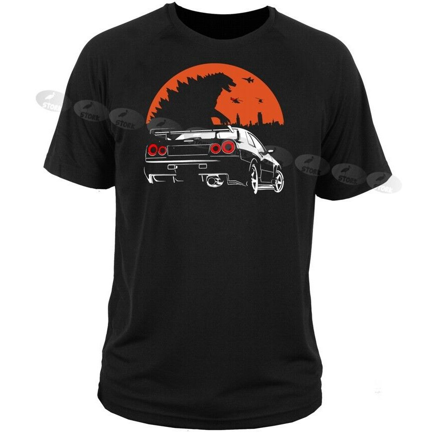 เสื้อยืด พิมพ์ลาย Gt-R Gtr Nissan Nismo R Drift Skyline Godzilla สีดํา สําหรับผู้ชาย 735308
