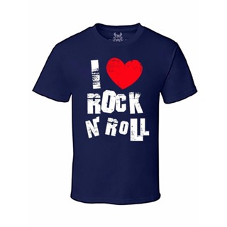 [S-5XL] เสื้อยืด ผ้าฝ้าย พิมพ์ลายกราฟฟิค I Love Rock &amp; Roll สไตล์ฮิปสเตอร์ สําหรับผู้ชาย