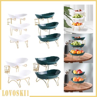 [Lovoski1] ตะกร้าวางผลไม้ ชา 3 ชั้น สีขาว สําหรับห้องครัว